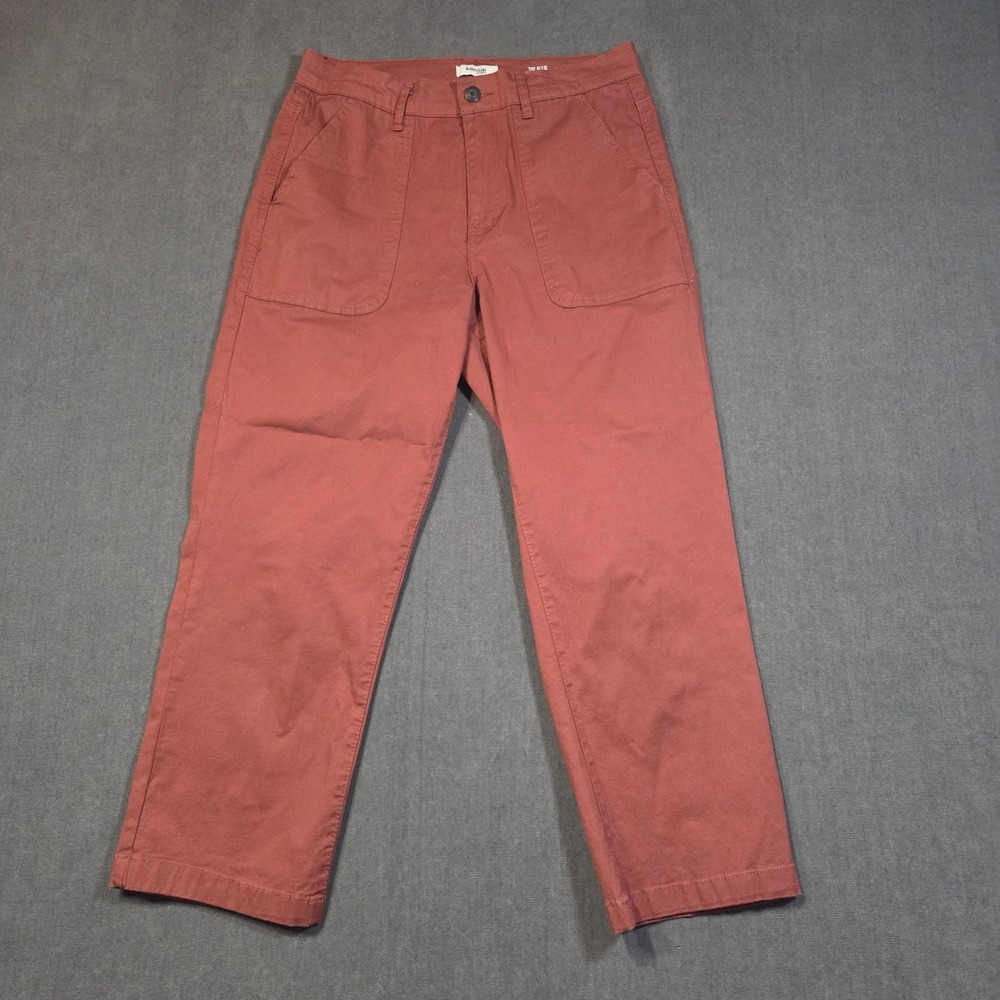 Kensie The Allie Pants Womens 8/29 Clay Red High Rise Slim Straight Crop Utility